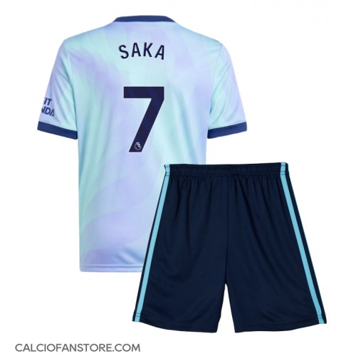 Maglia Calcio Arsenal Bukayo Saka #7 Terza Divisa Bambino 2024-25 Manica Corta (+ pantaloncini)